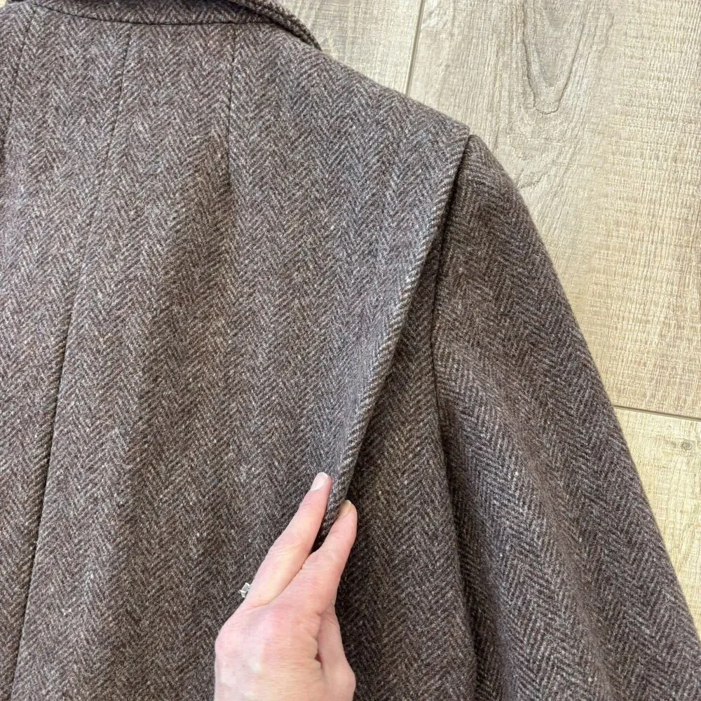 Vintage Jill Jr Womens Herringbone Wool Coat Size M/L 60s Union Made USA Classic - Picture 7 of 16